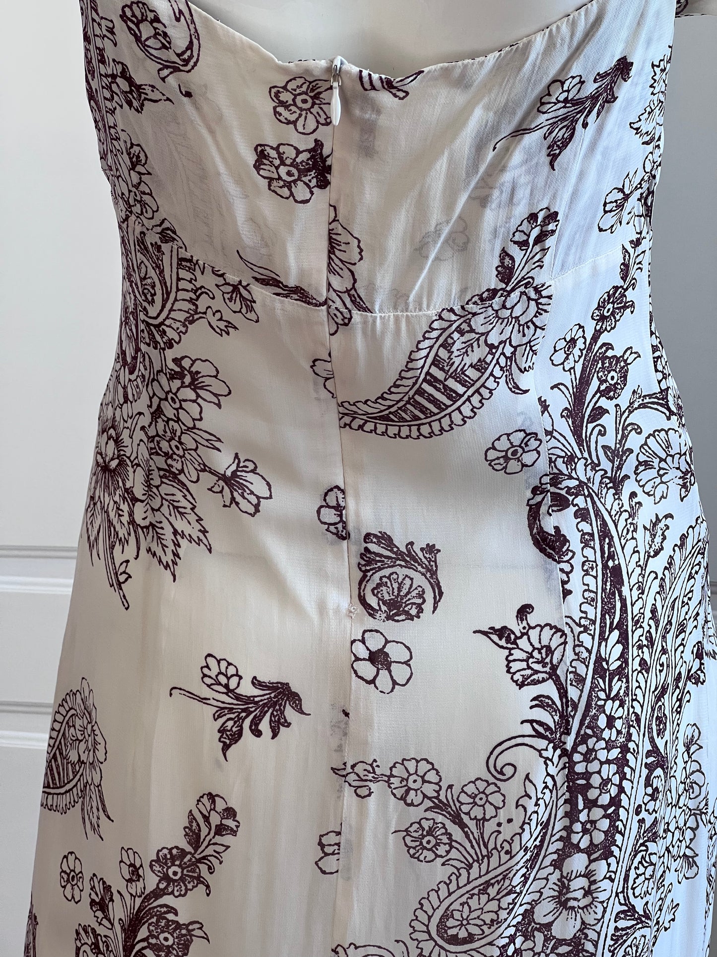 Vintage Beige Floral Midi Dress