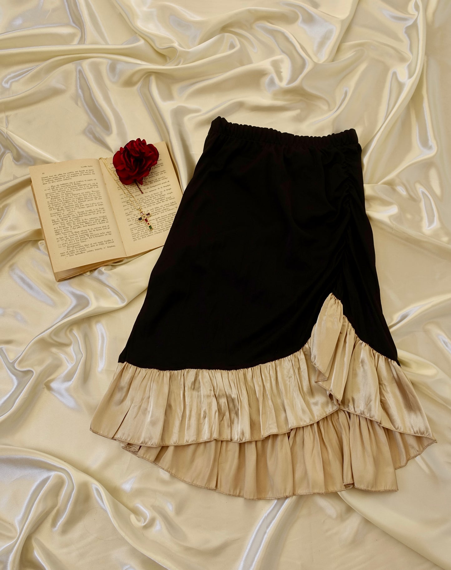 One-of-a-kind Vintage Black Slip Skirt