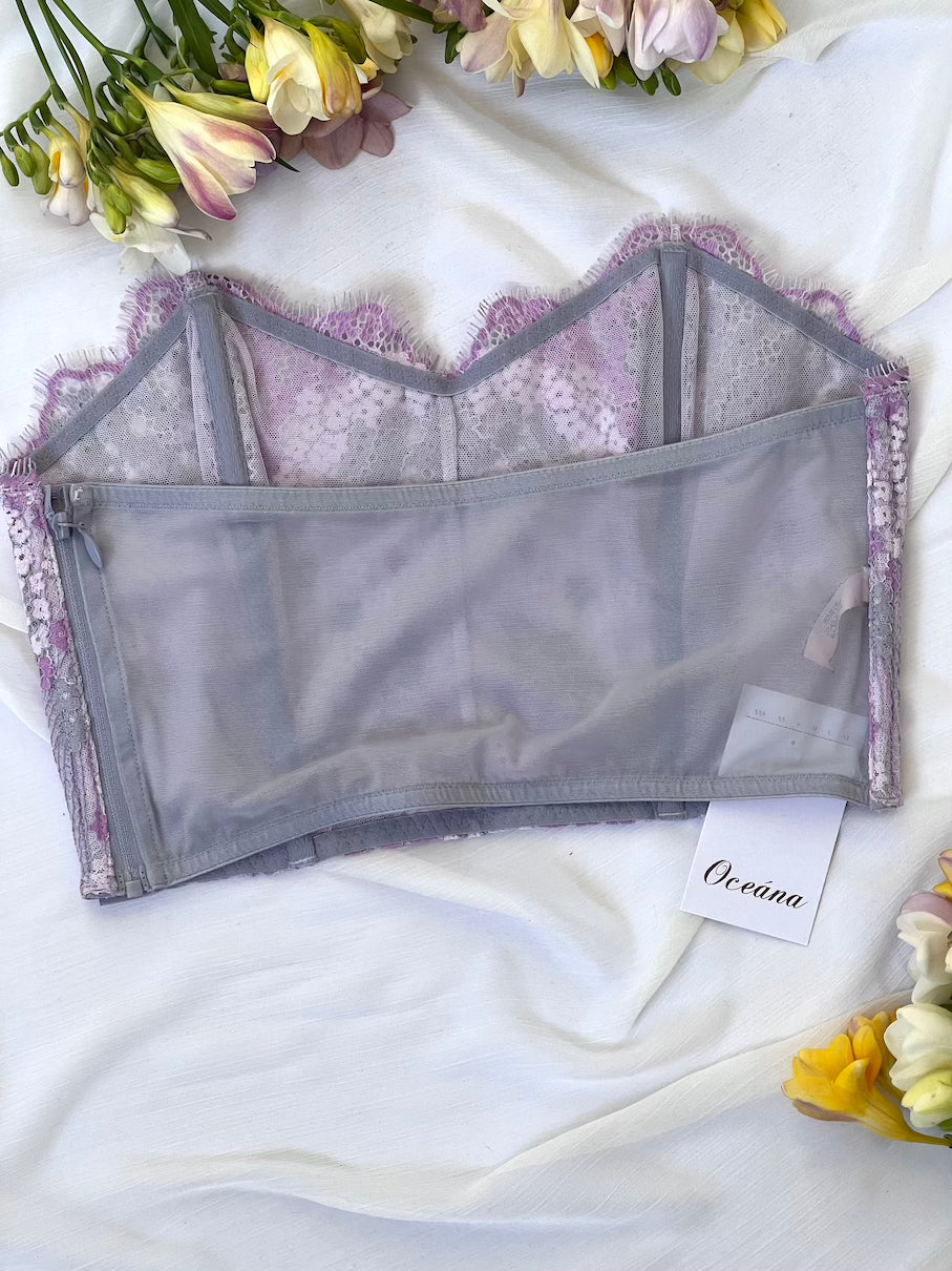 VS Lilac Lace Floral Boned Corset Top