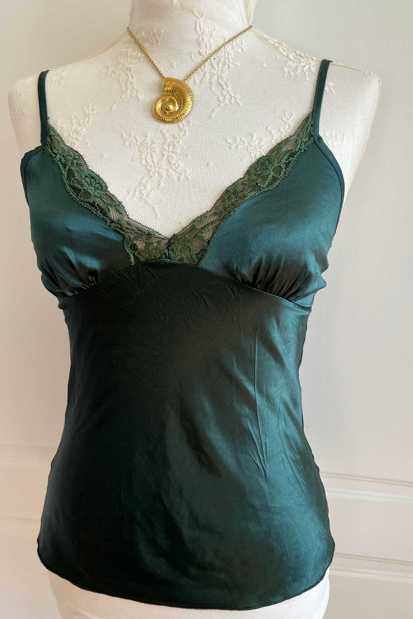 Emerald Green Satin Camisole