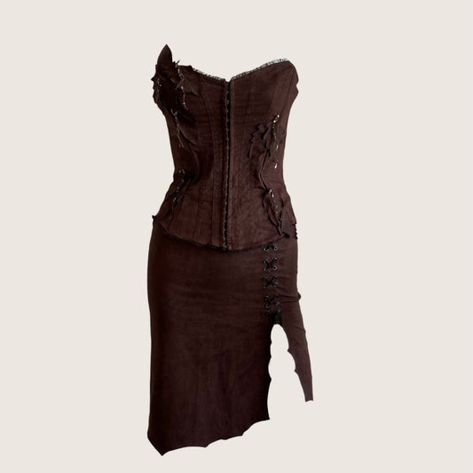 1990's Chocolate Brown Suedette Skirt
