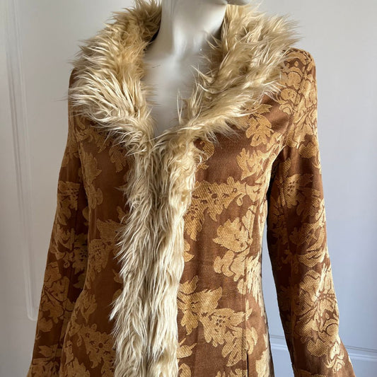 Vintage Caramel Brown Faux Fur Penny Lane Coat