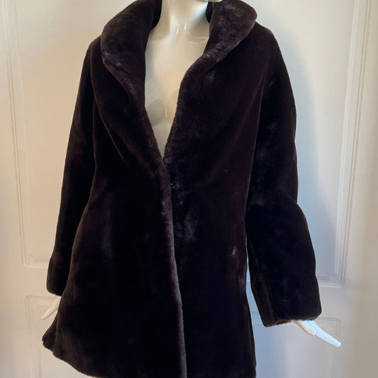 Vintage 1990's Dark Brown Faux Fur Coat