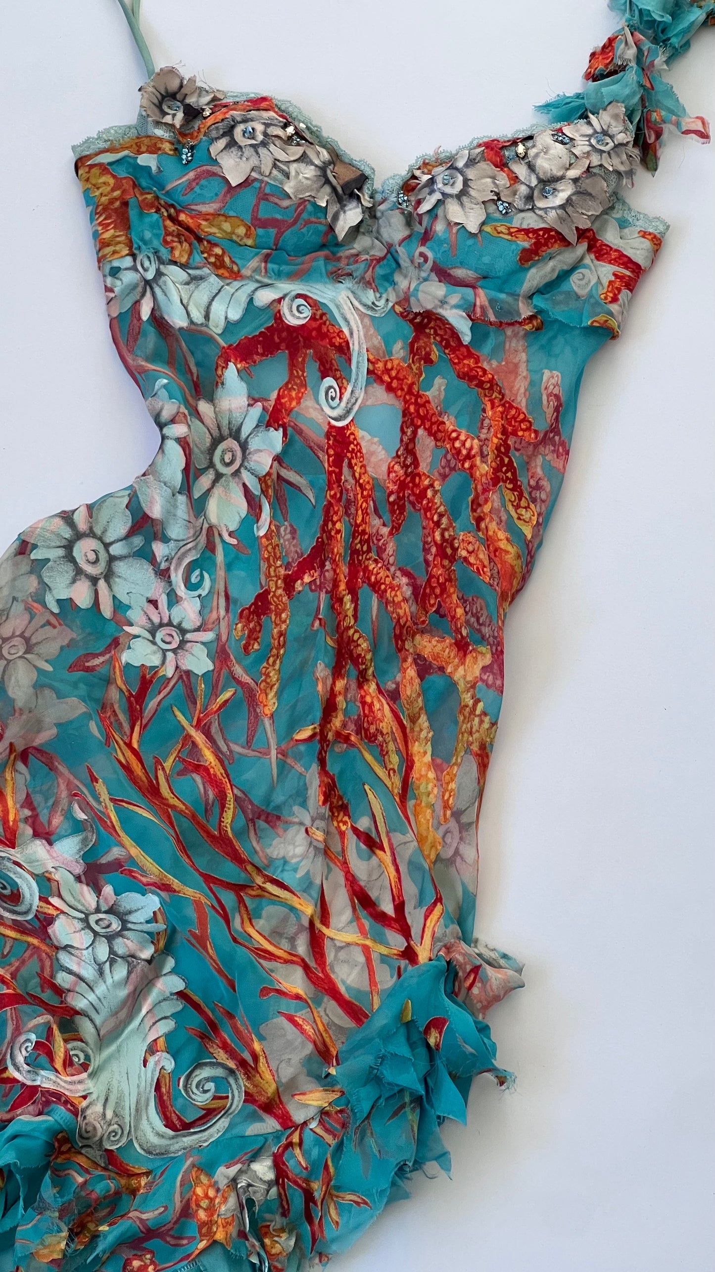 100% Silk Luxurious Designer Coral Reef Dress
