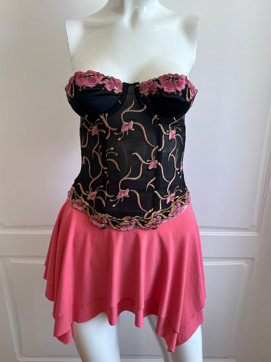 Luxurious Designer Rose Pink Mini Skirt