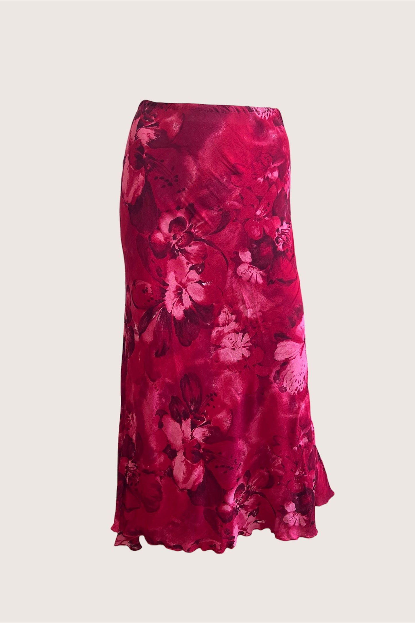 2000's Coral Pink Floral Slip Skirt