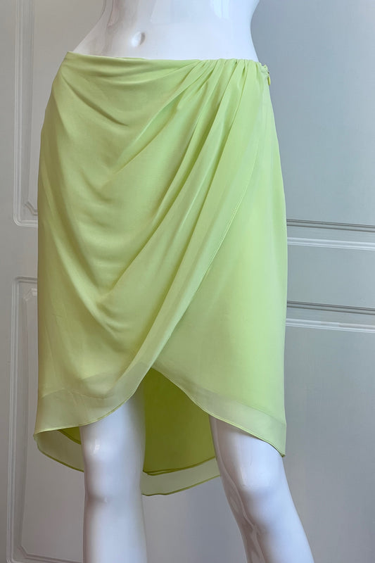 Vintage Lime Green Chiffon Mini Skirt