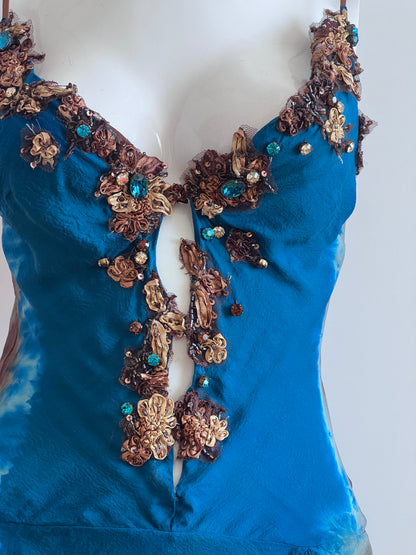 100% Silk Luxurious Designer Beaded Mini Dress