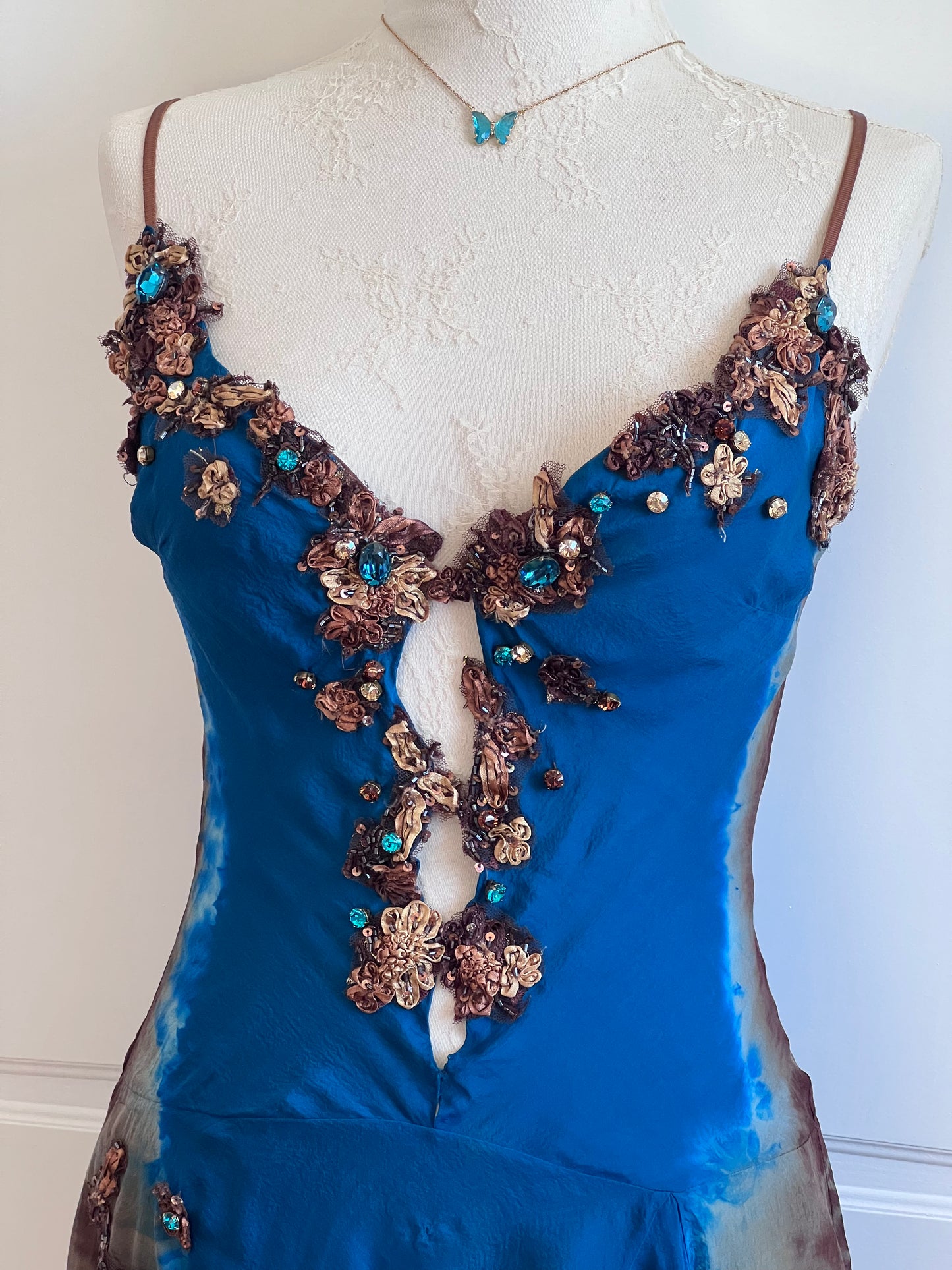 100% Silk Luxurious Designer Beaded Mini Dress