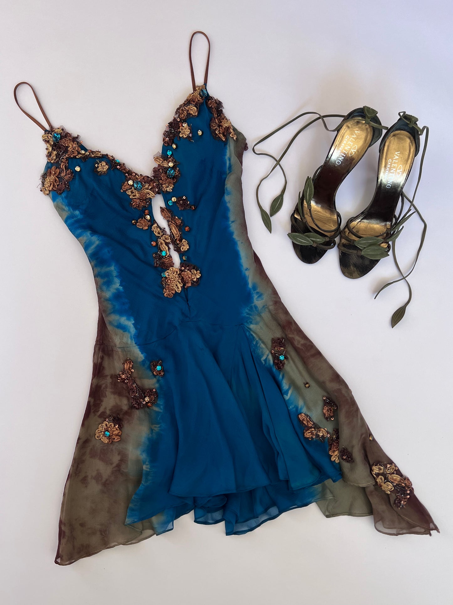 100% Silk Luxurious Designer Beaded Mini Dress