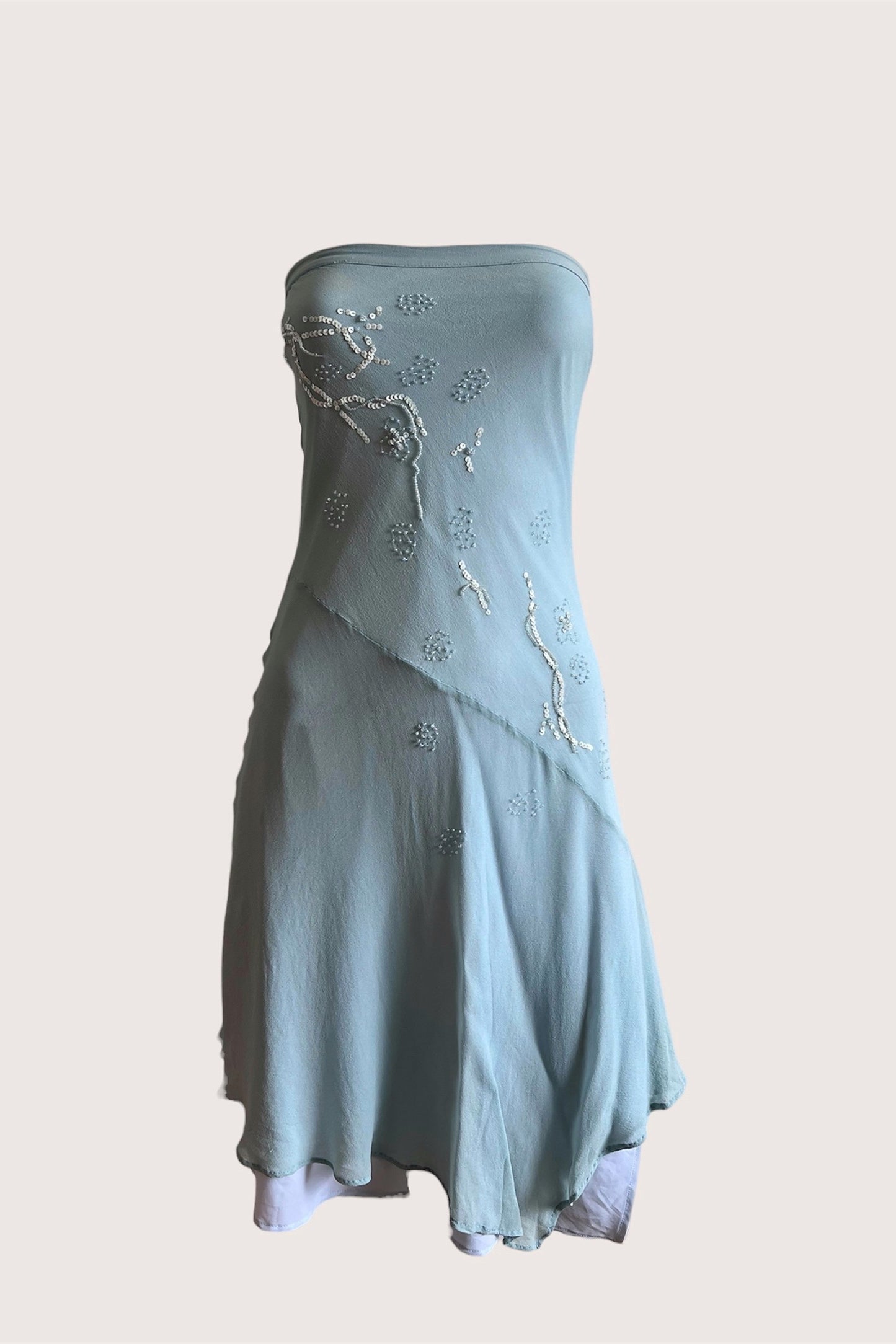 100% Silk Pastel Blue Slip Dress