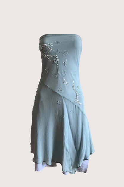 100% Silk Pastel Blue Slip Dress