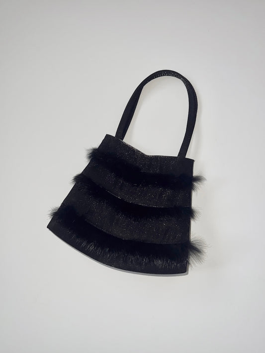 Vintage Black Faux Fur Pochette