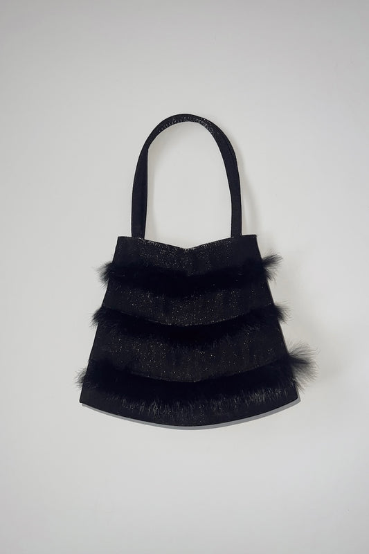 Vintage Black Faux Fur Pochette