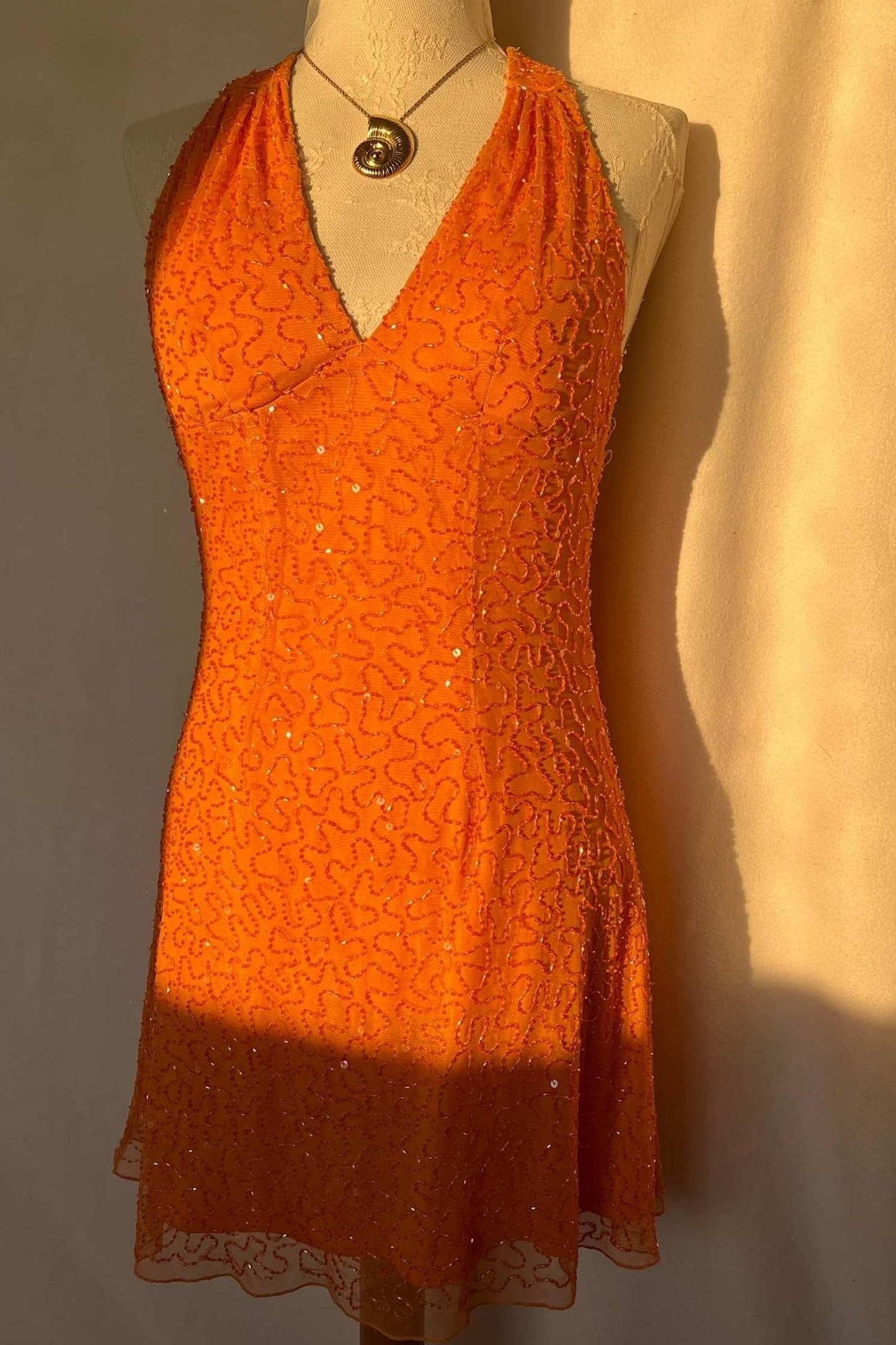 Vintage French Designer Mini Halter Beaded Dress