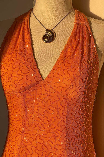 Vintage French Designer Mini Halter Beaded Dress