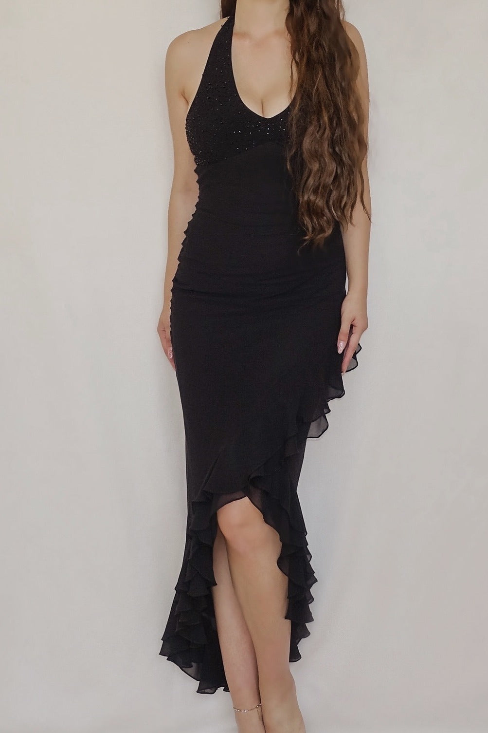 Vintage 1990's Black Beaded Gown