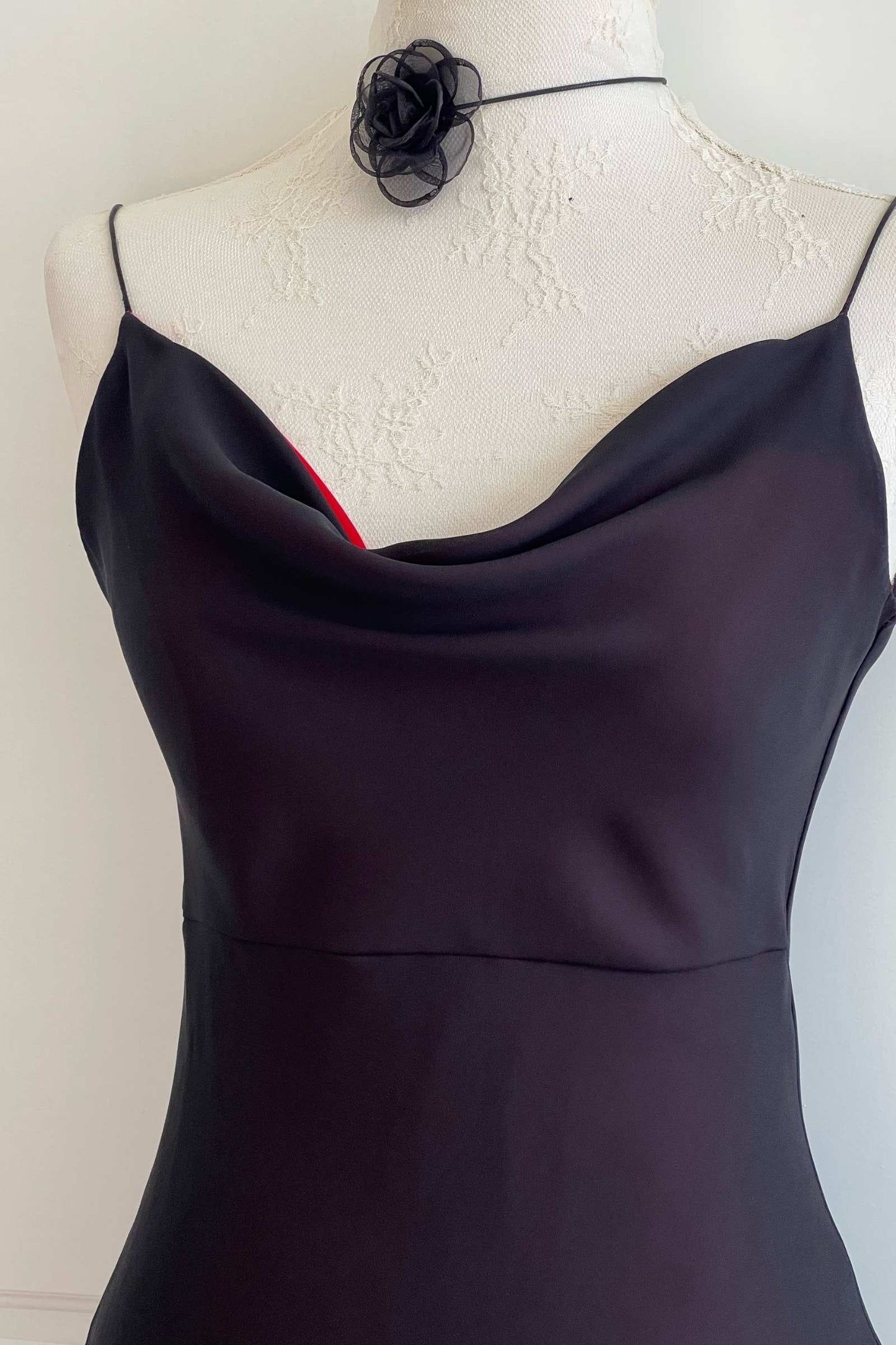 Vintage 1990's Dark Cherry Overlay Slip Dress