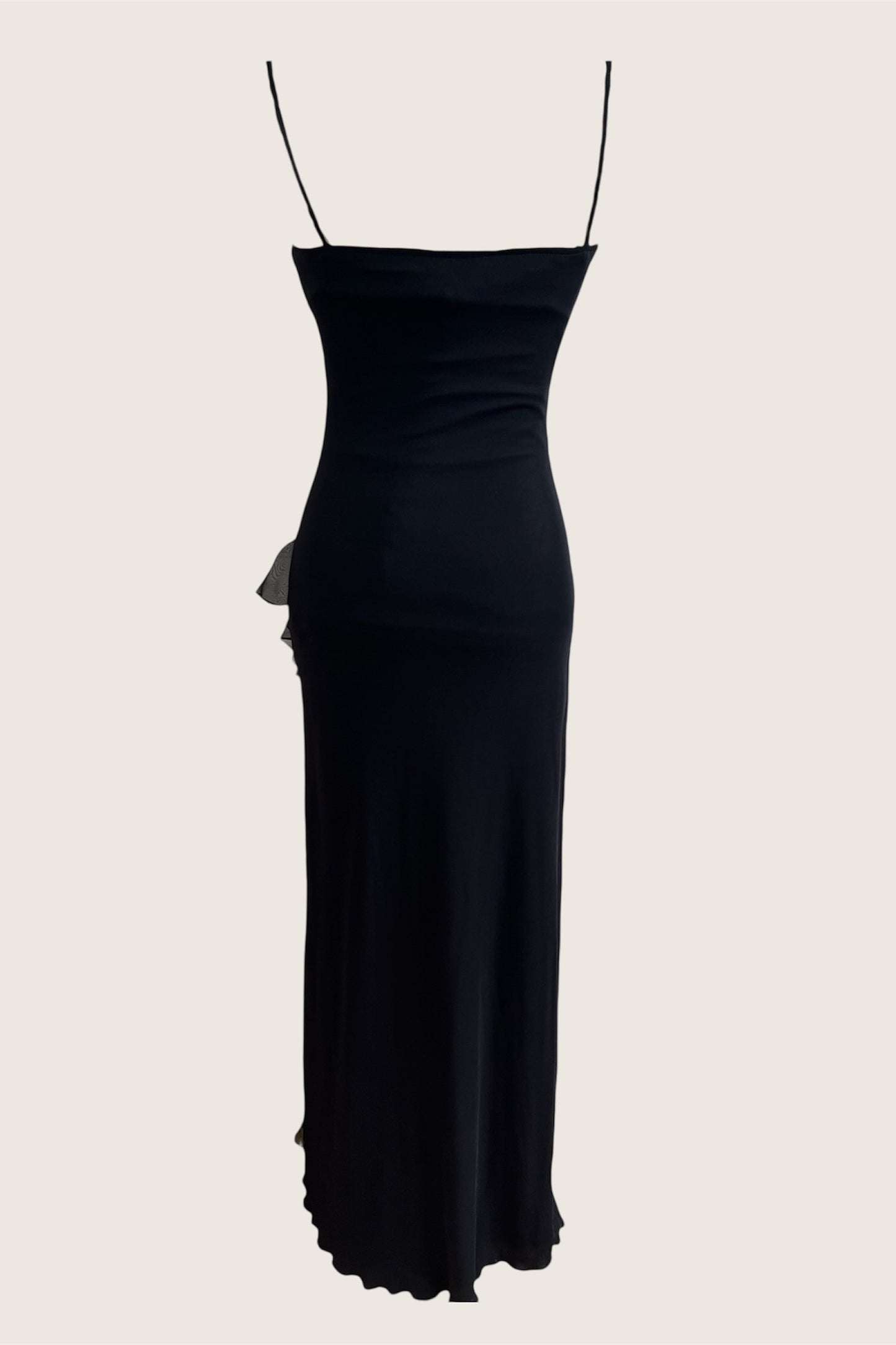 Vintage Black Slip Dress & Scarf Ensemble