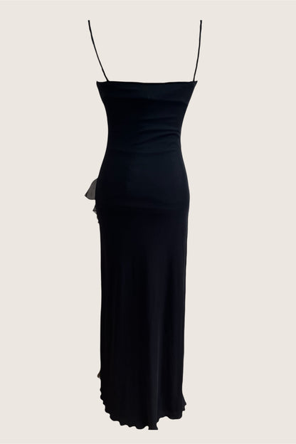 Vintage Black Slip Dress & Scarf Ensemble