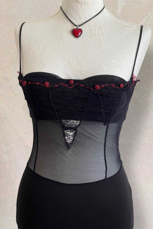Luxurious Designer Little Black Mesh Dress