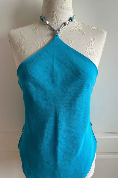 2000's Blue Backless Top