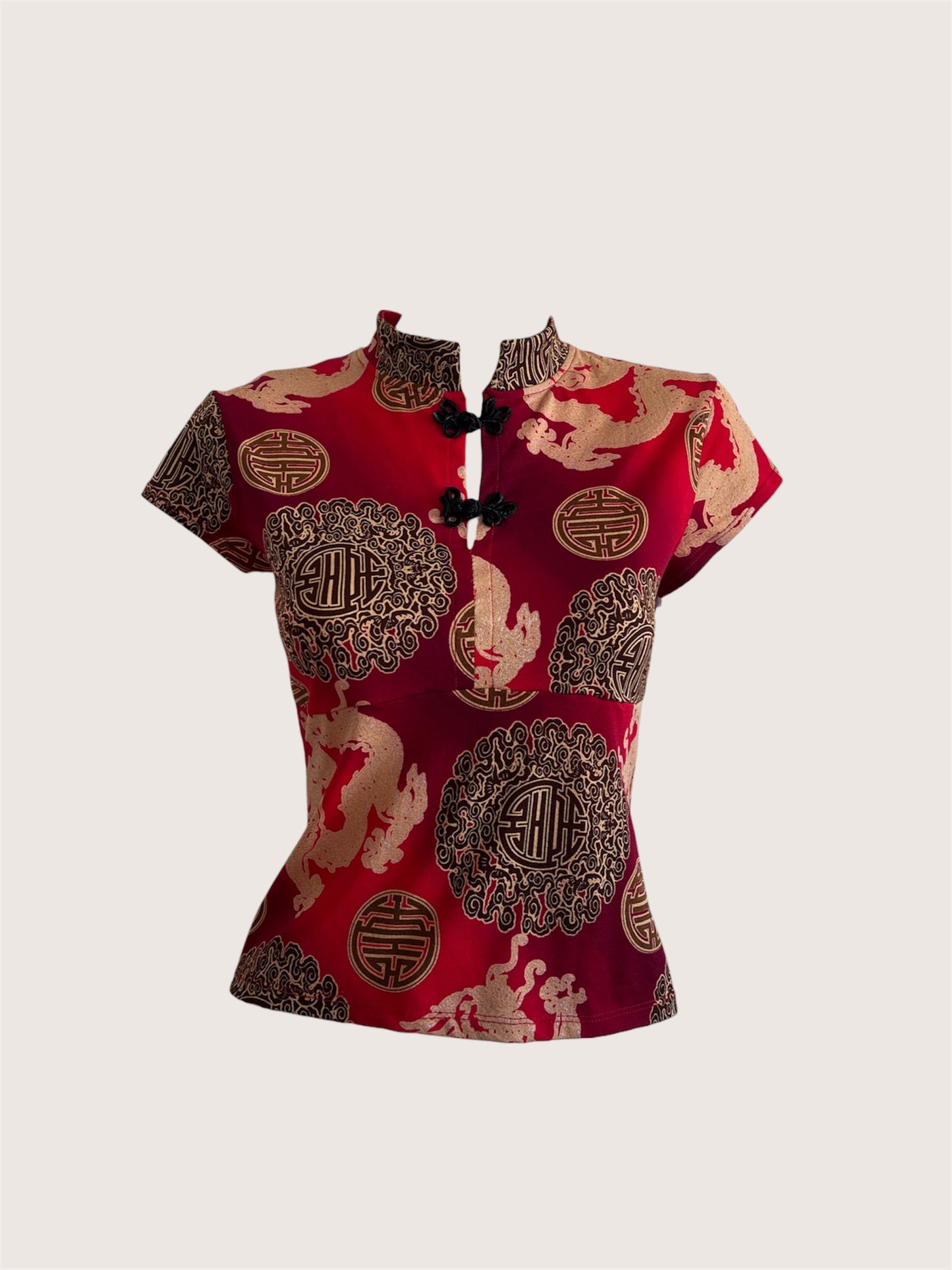 Vintage Red Qipao Inspired Top