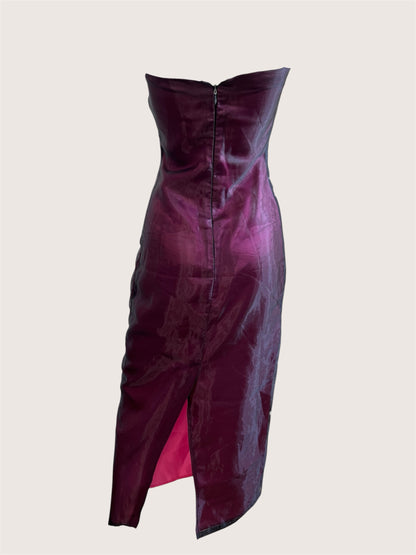 1990's Plum Overlay Midi Dress