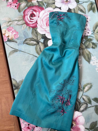 Luxurious Silk Corset Pencil Dress