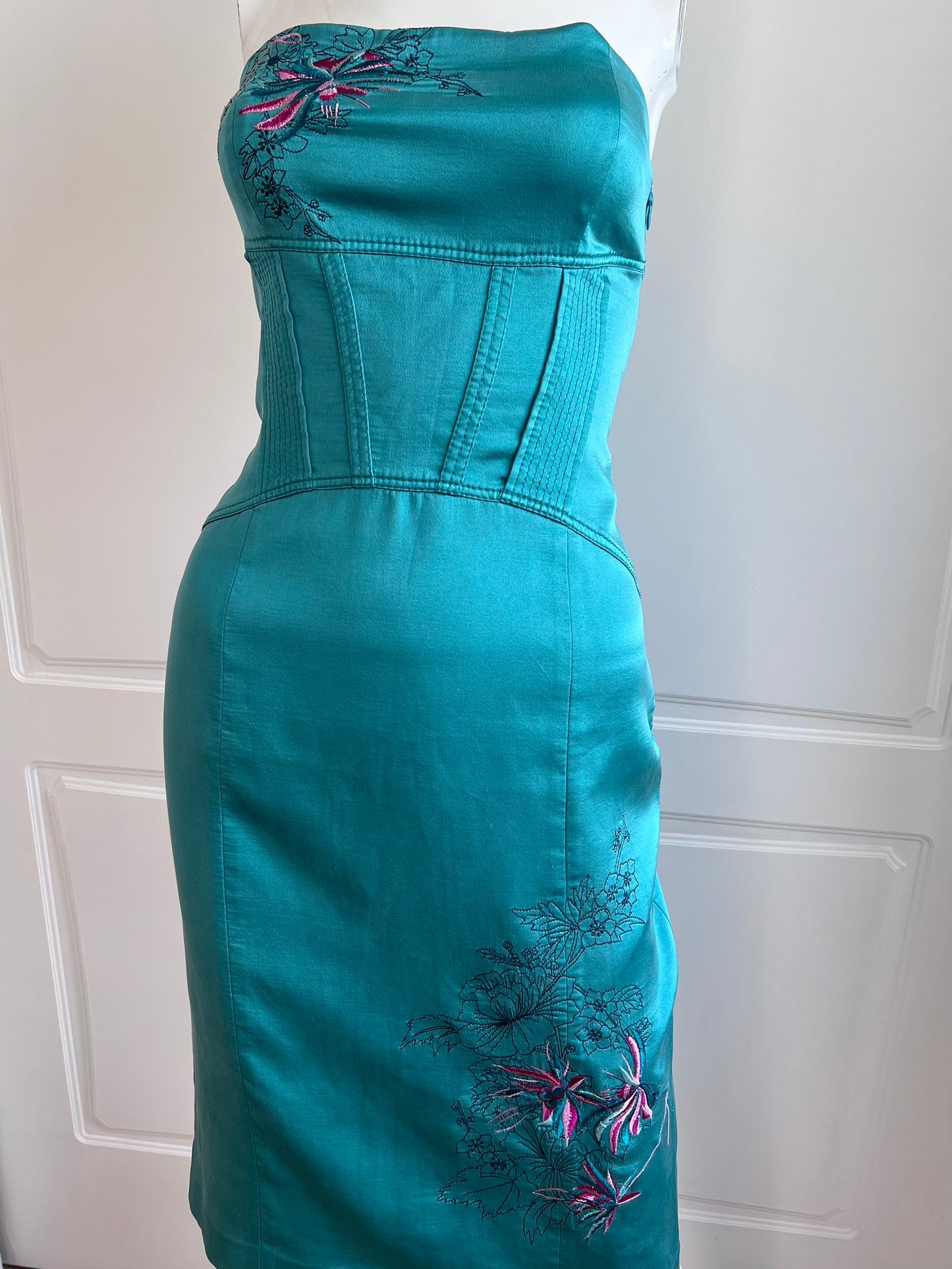 Luxurious Silk Corset Pencil Dress
