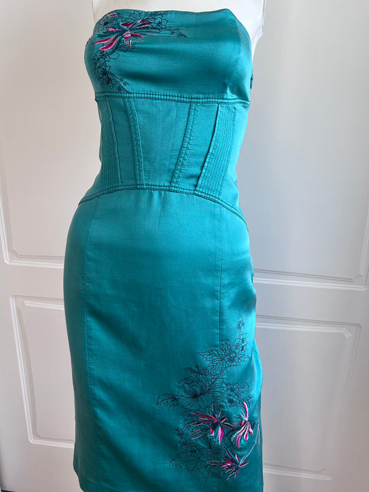 Luxurious Silk Corset Pencil Dress