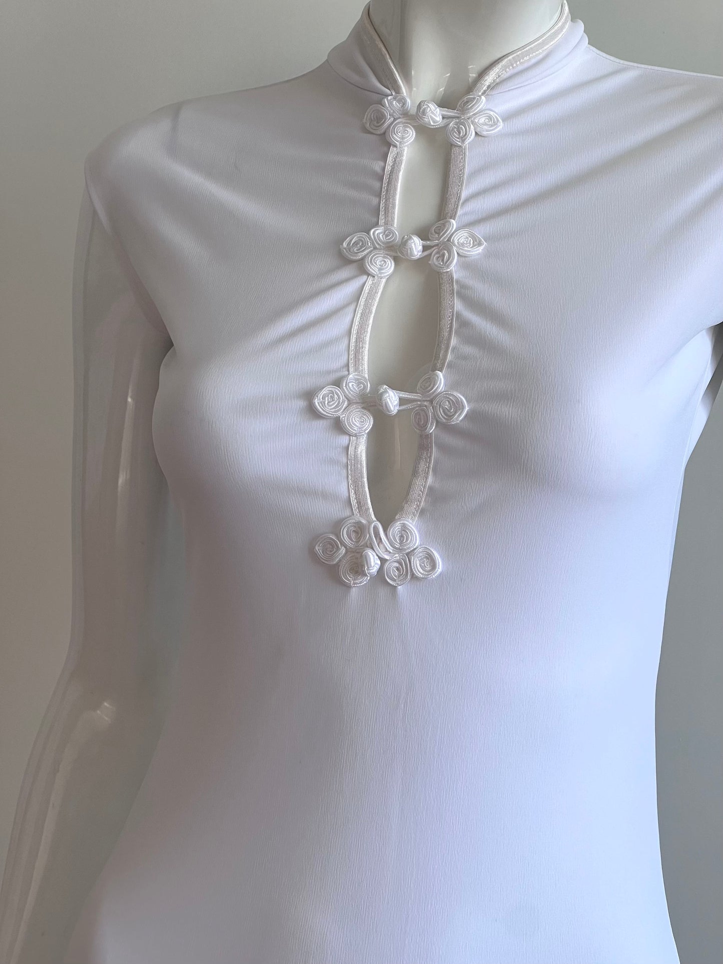 Vintage White Qipao Inspired Micro Dress