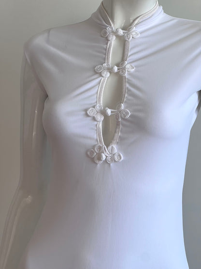 Vintage White Qipao Inspired Micro Dress