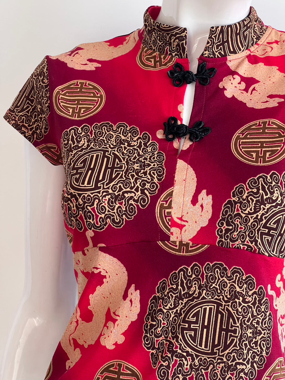 Vintage Red Qipao Inspired Top