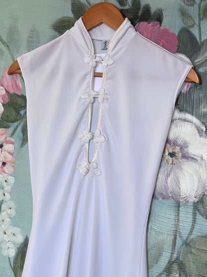 Vintage White Qipao Inspired Micro Dress