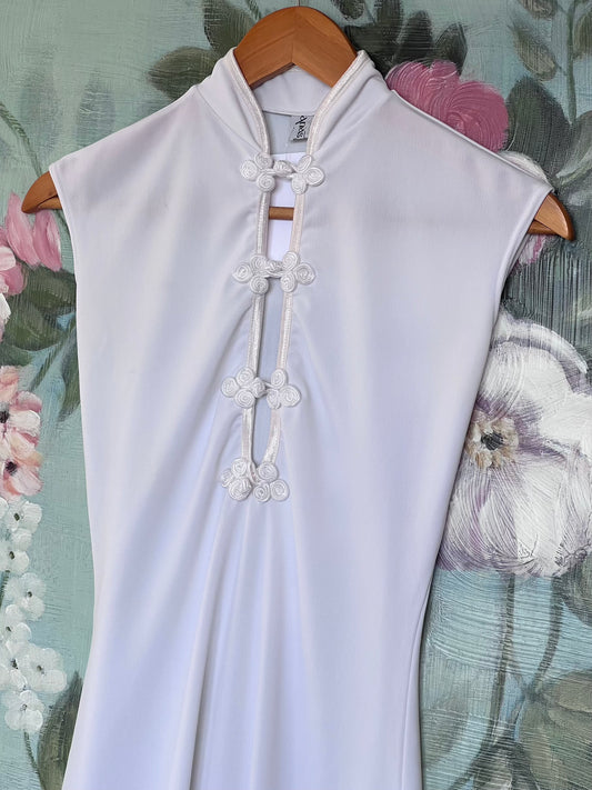 Vintage White Qipao Inspired Micro Dress