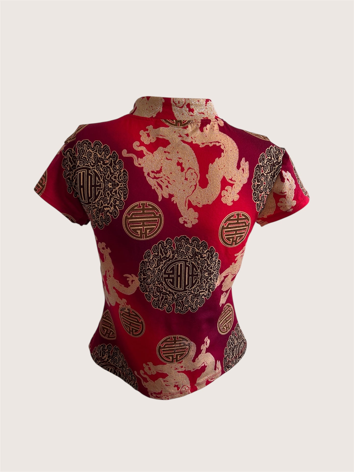 Vintage Red Qipao Inspired Top