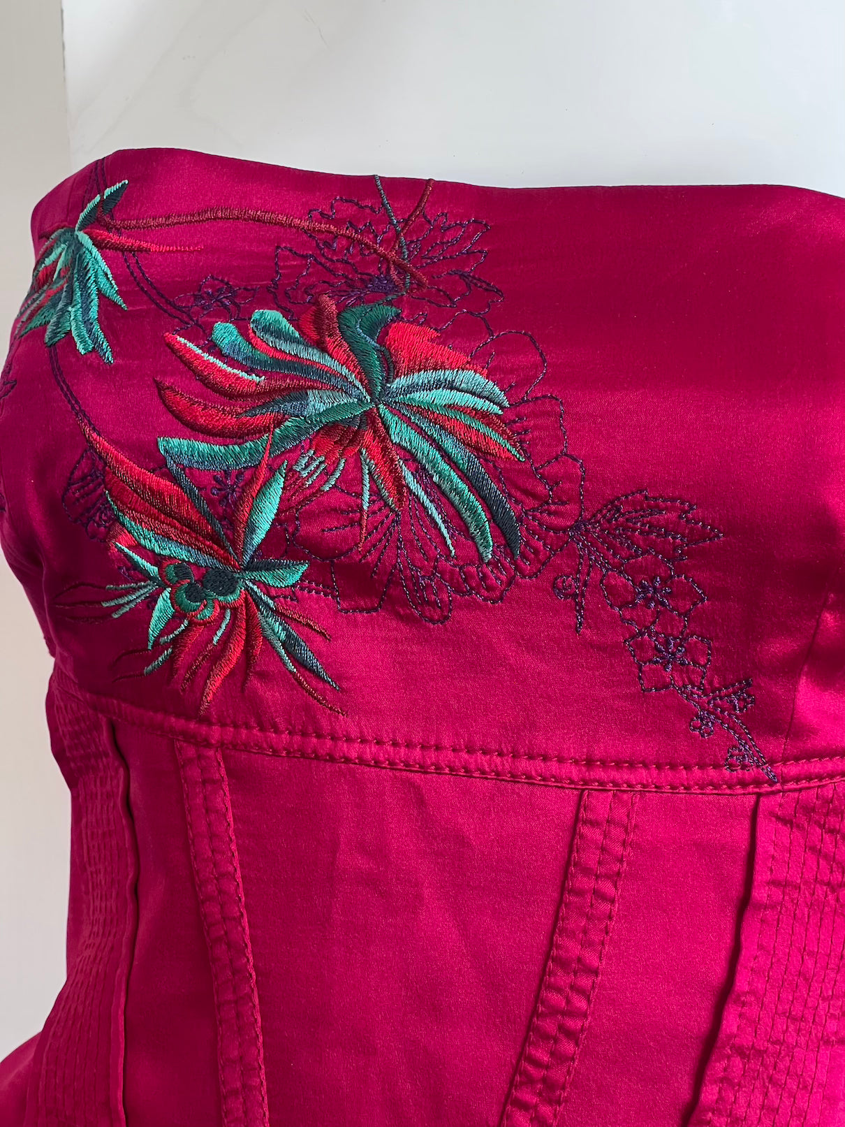 Luxurious & Rare Red Silk Corset Bodice