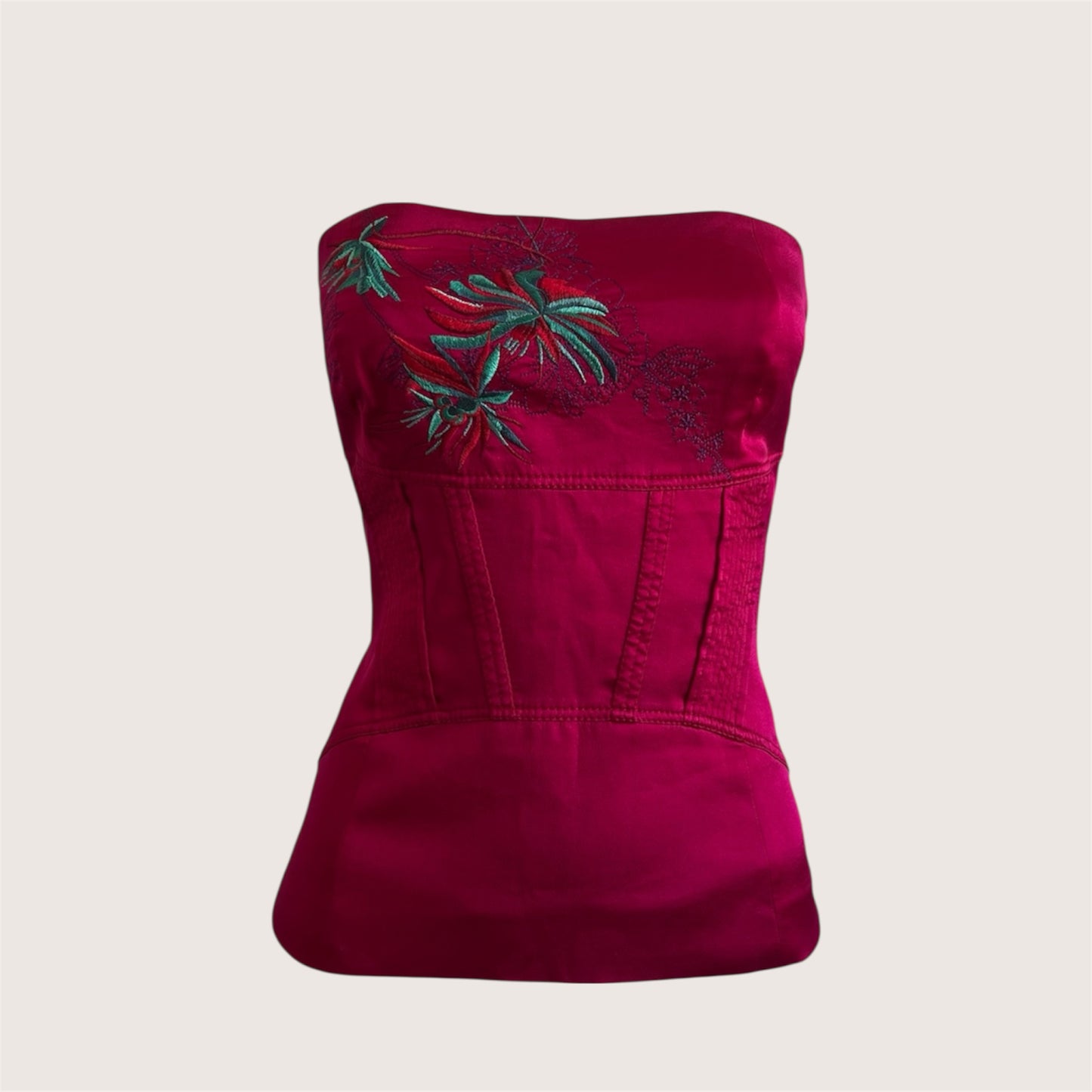 Luxurious & Rare Red Silk Corset Bodice