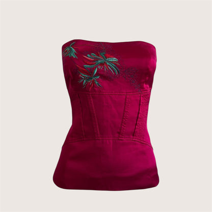 Luxurious & Rare Red Silk Corset Bodice