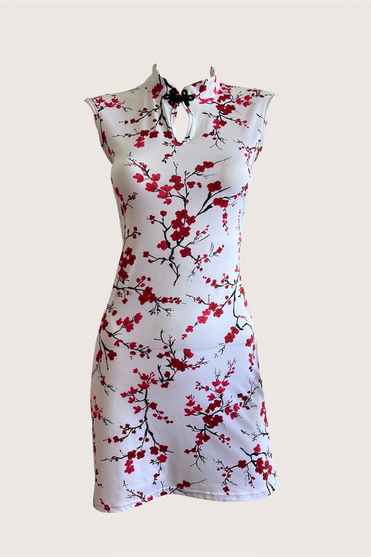 2000's Floral Qipao Inspired Mini Dress