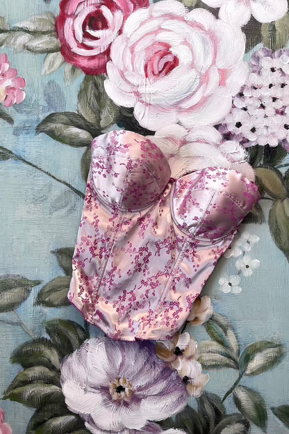 Cherry Blossom Pink Jacquard Bustier