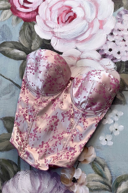 Cherry Blossom Pink Jacquard Bustier