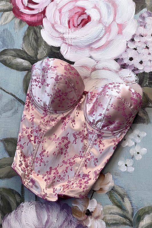 Cherry Blossom Pink Jacquard Bustier