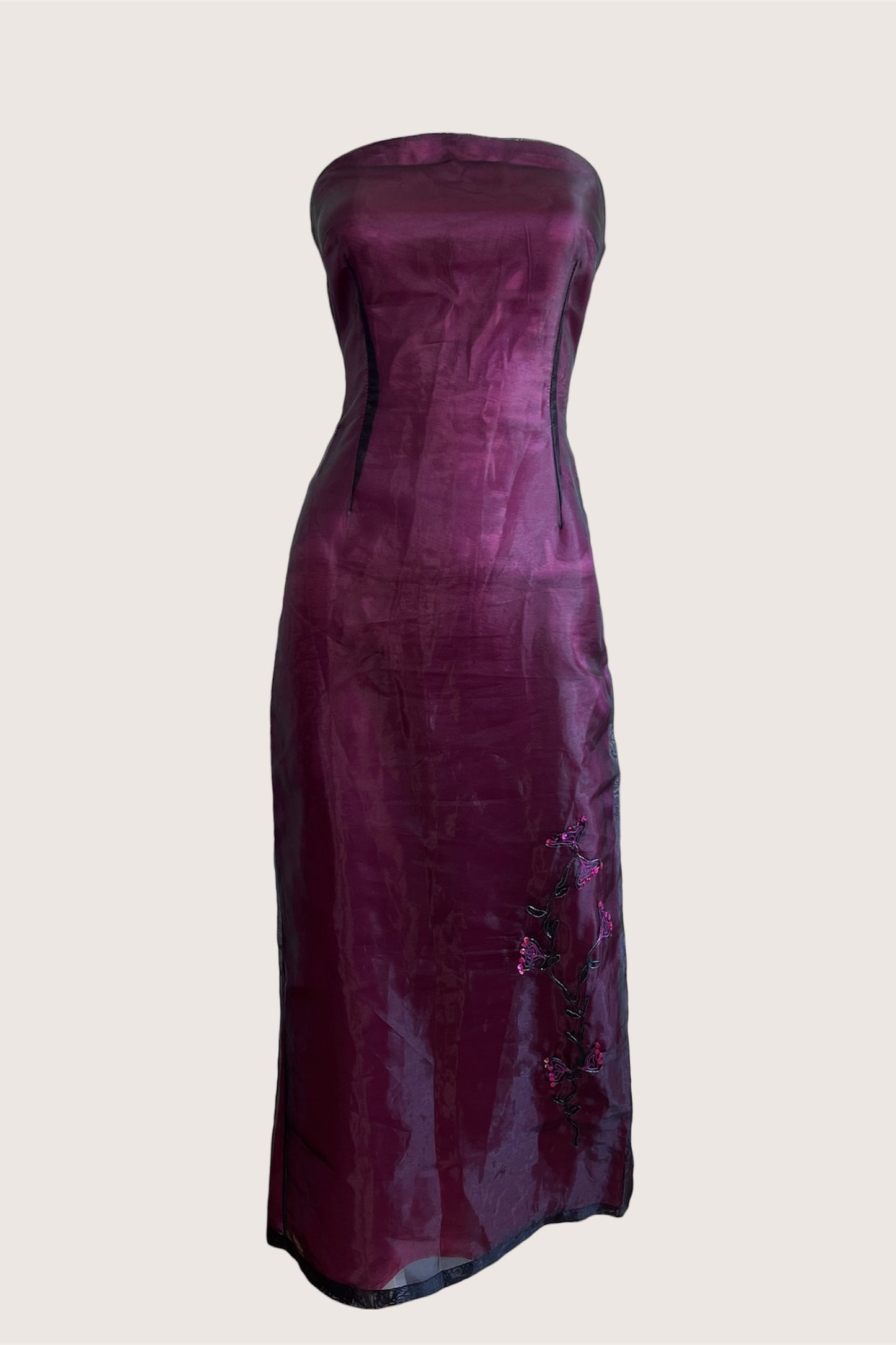 1990's Plum Overlay Midi Dress