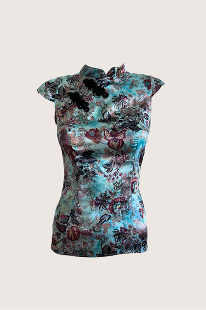 Vintage Satin Qipao Inspired Top