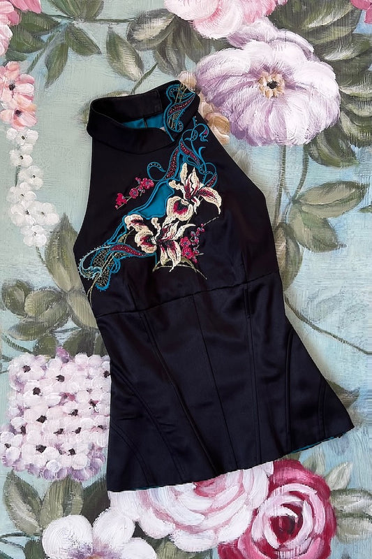 Luxurious & Rare Black Embroidered Corset Bodice