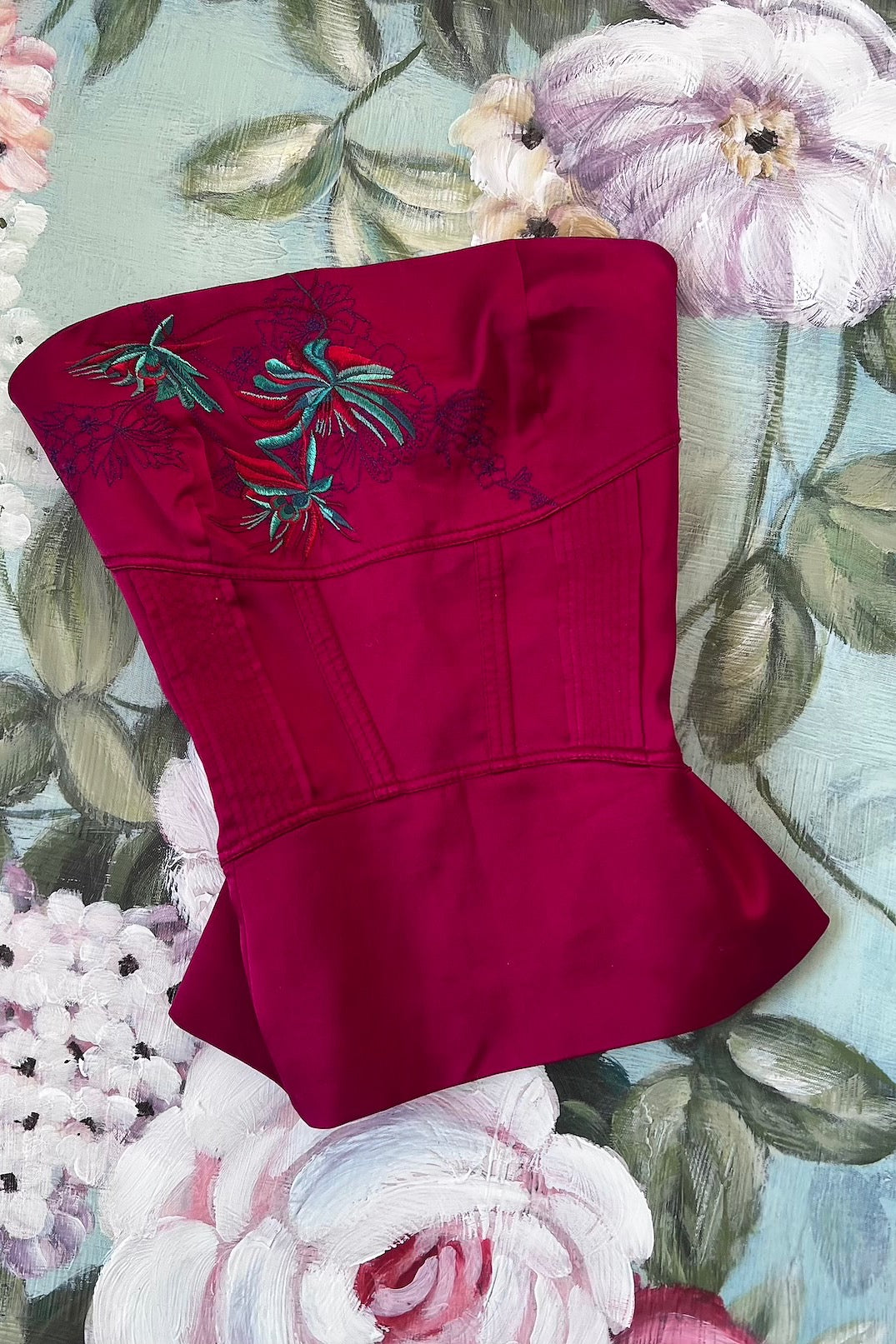 Luxurious & Rare Red Silk Corset Bodice