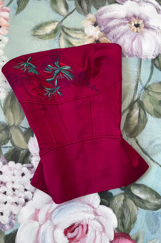 Luxurious & Rare Red Silk Corset Bodice