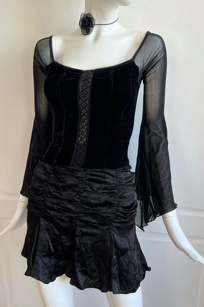 1990's Black Corset Style Top